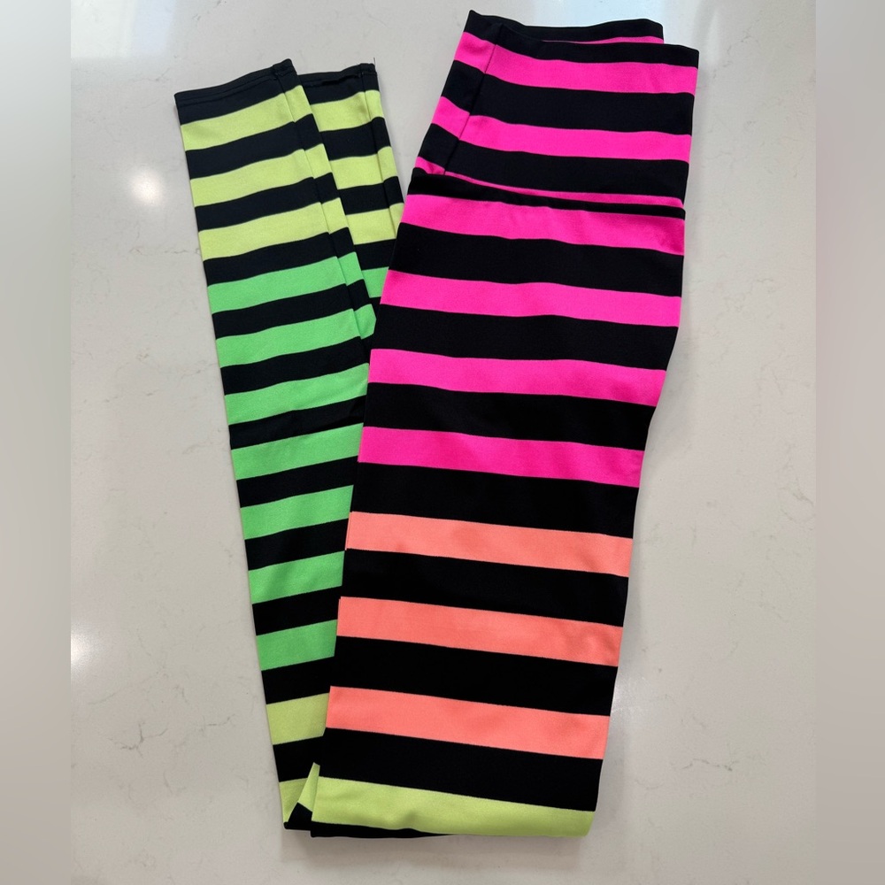 K-Deer Full Length Legging Medium Stripe Neon